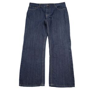 Ruff Hewn Pants Mens 38 Blue High Rise Flat Front Slim Straight Denim Jeans